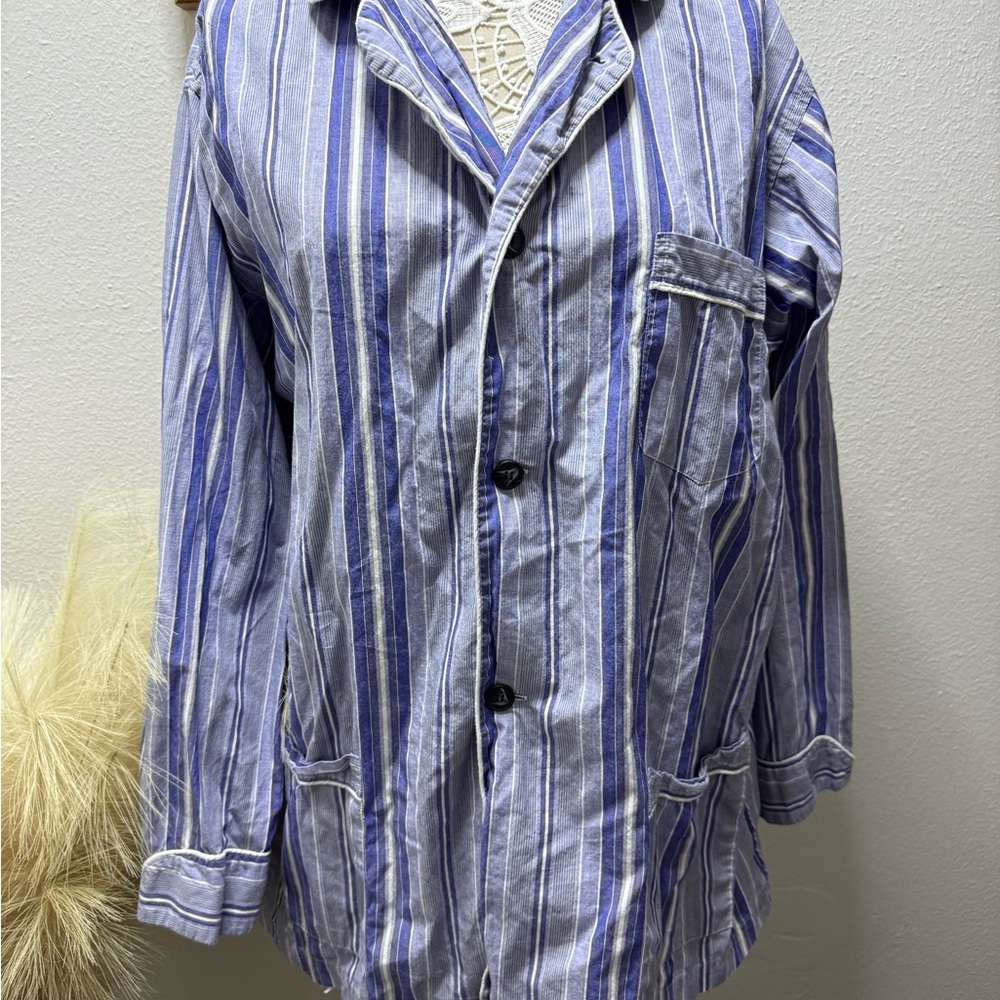 Dior Blue and White Striped Pajama Top